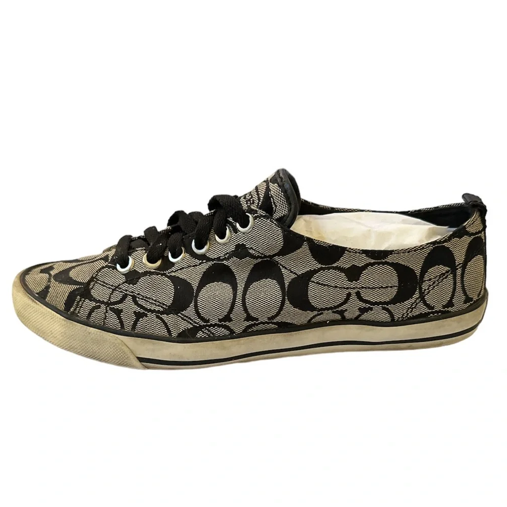 COACH Gray / Black Monogram Canvas Sneakers - Picture 1 of 7